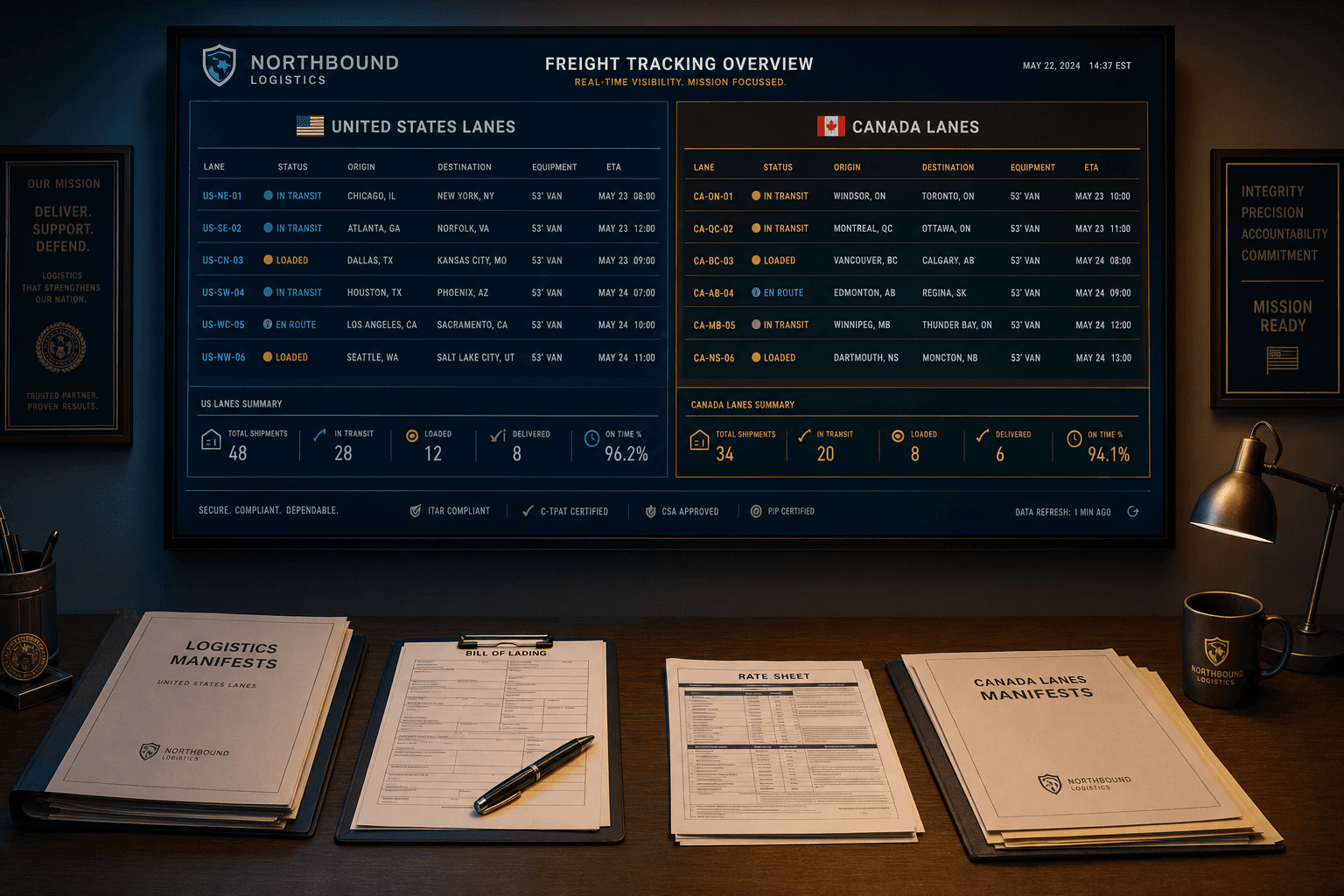 Diverse logistics team coordinating freight