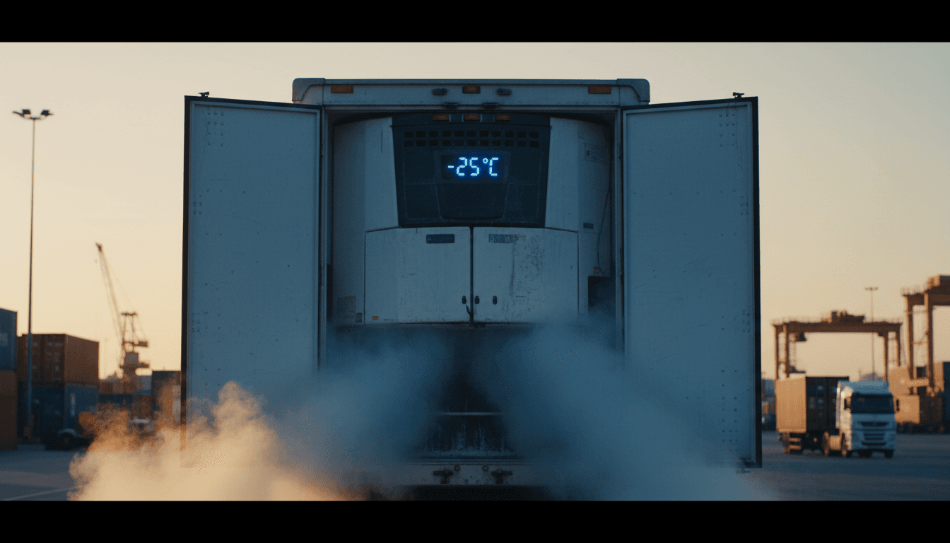 Open refrigerated trailer with cool air spilling out