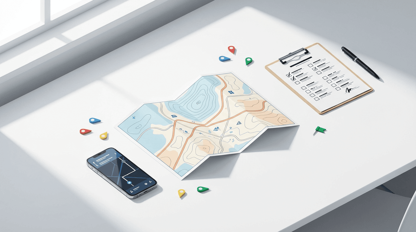 Logistics professional reviewing freight documentation at desk with natural light
